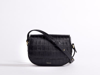 Ana  Mini Crossbody by Verlein, in Matte Black.  Front view.  