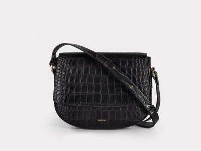 Ana  Crossbody by Verlein, in Matte Black.  Front view.  