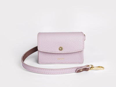 Ines  Coinpurse from Verlein, with Strap, in Pink.  Front view.