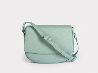 Ana  Crossbody by Verlein, in Dusty Mint.  Front view.  